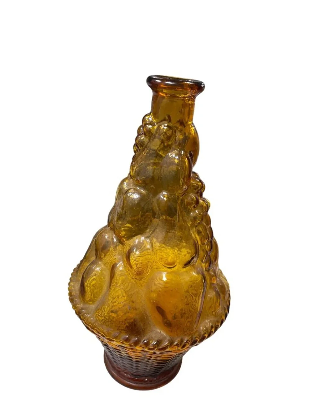 Vintage amber glass fruit basket yellow decantor Italy 11